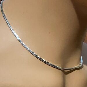 O-8: STURDY Sterling High Polished Foxtail / Snake Chain 16” Box - non-twist